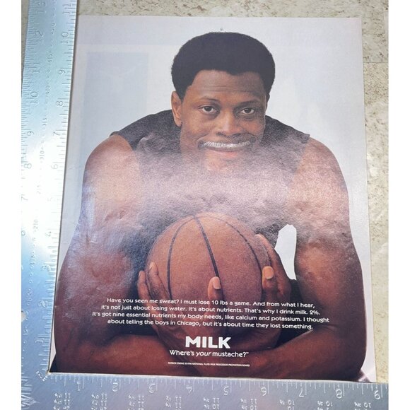 Patrick Ewing Milk Mustache Vintage Print Ad 1996 Basketball Chicago Bulls - Picture 2 of 6